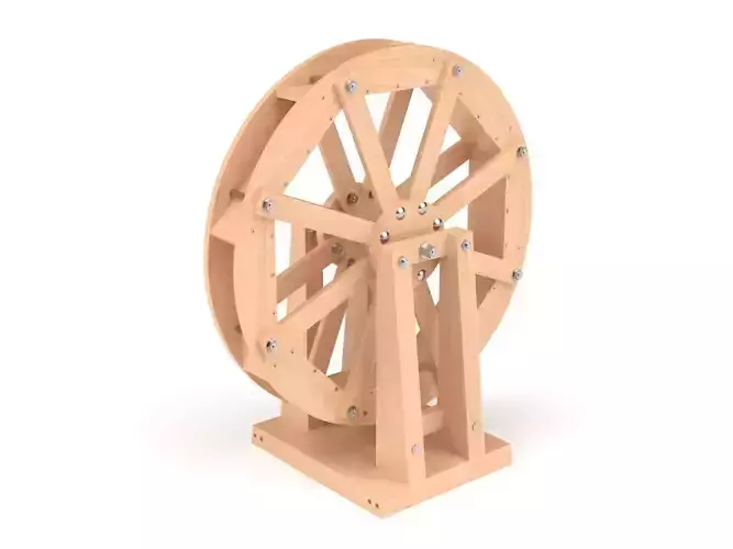 Wooden toy water mill wheel 3D model