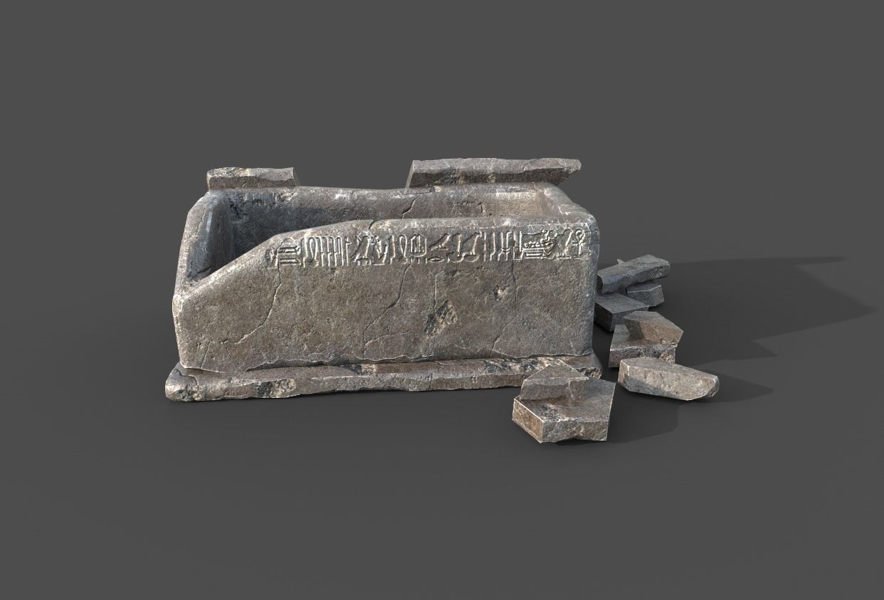 Opened Broken Egyptic Sarcophagus 3D model_4