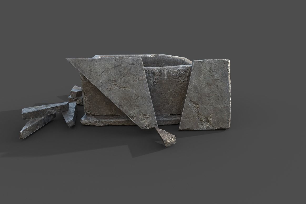 Opened Broken Egyptic Sarcophagus 3D model_5