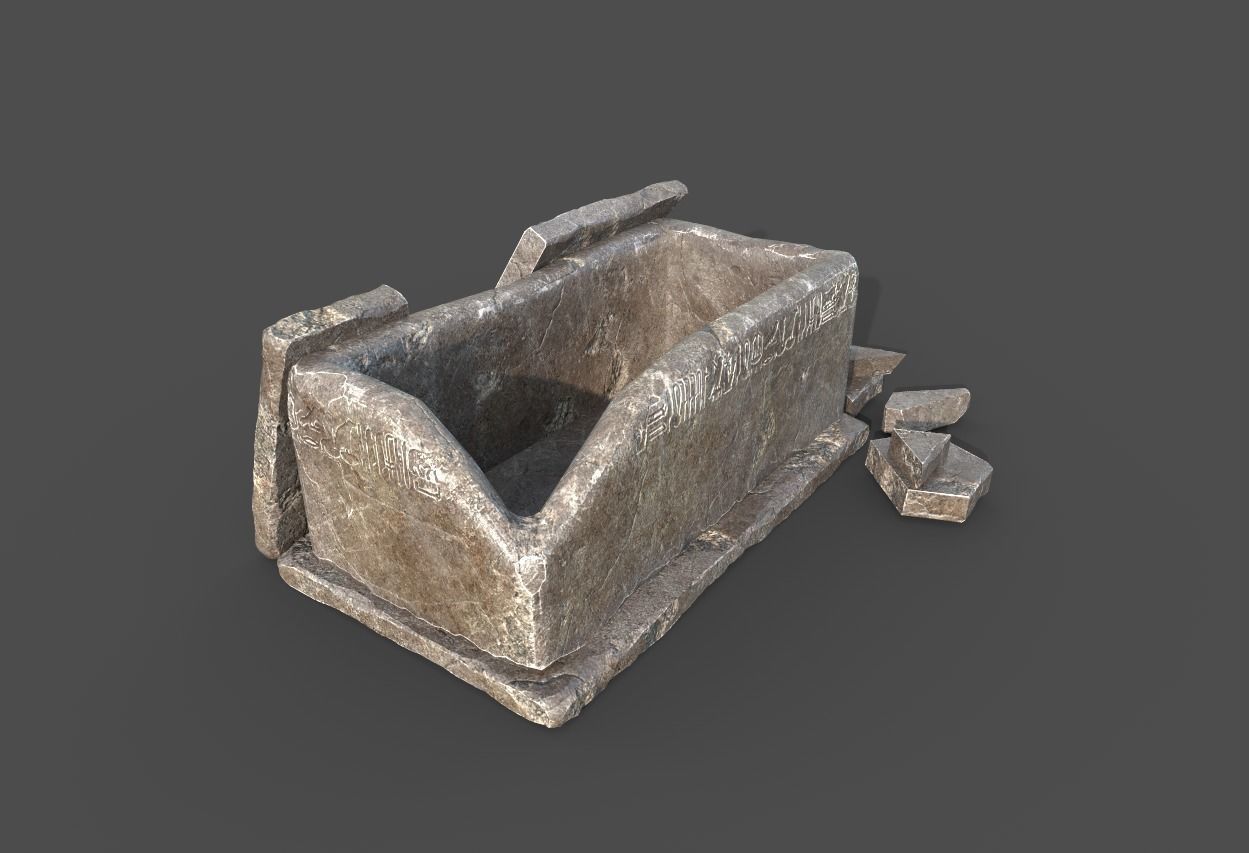 Opened Broken Egyptic Sarcophagus 3D model_1