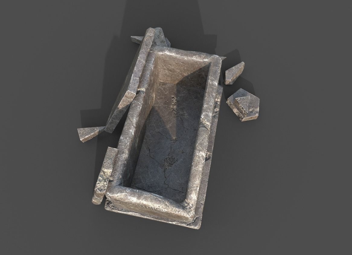 Opened Broken Egyptic Sarcophagus 3D model_6