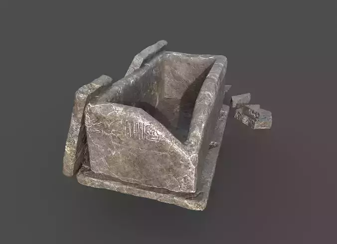 Opened Broken Egyptic Sarcophagus 3D model