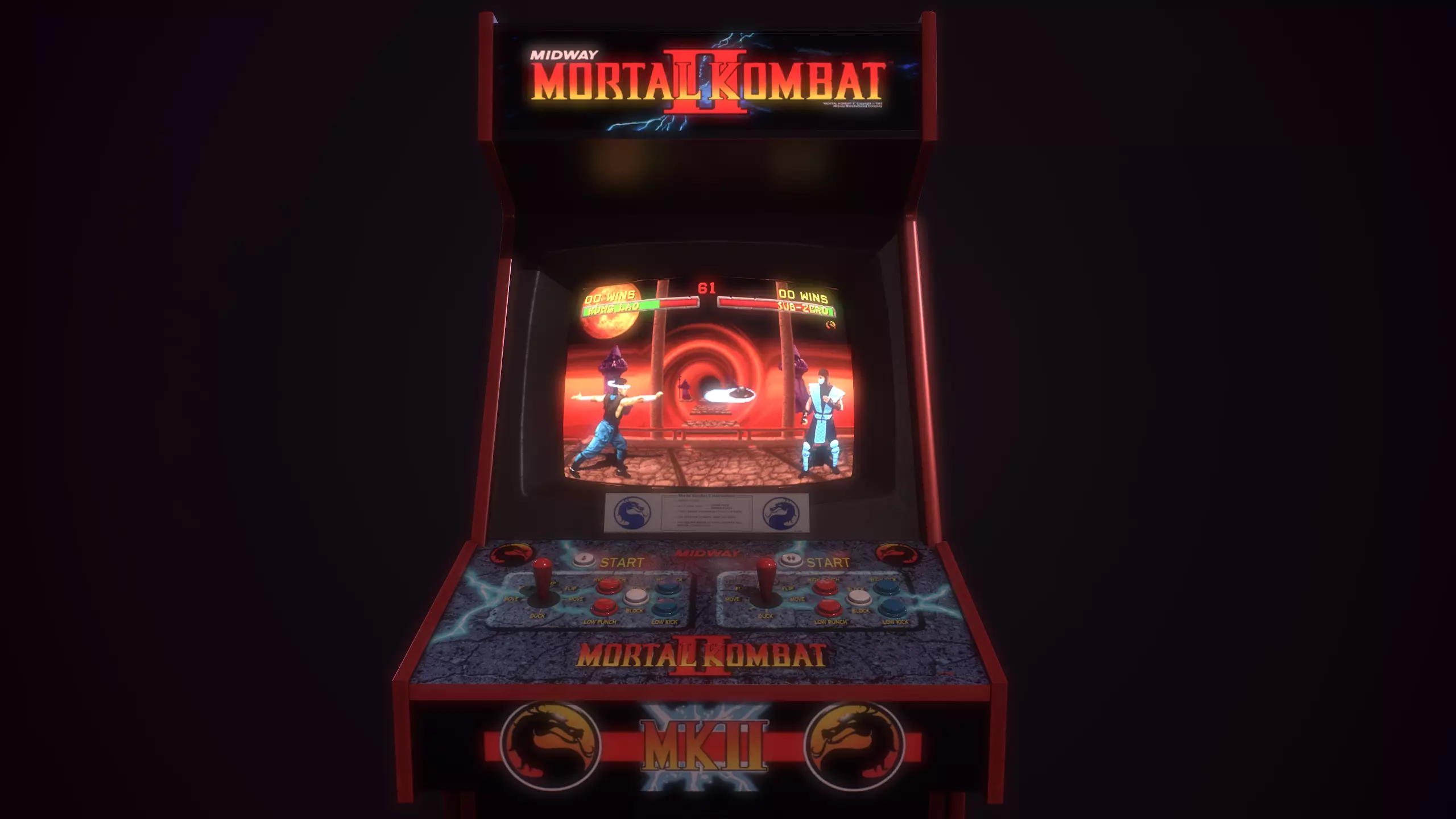Mortal Kombat 2 Arcade Machine Low-poly 3D model_0