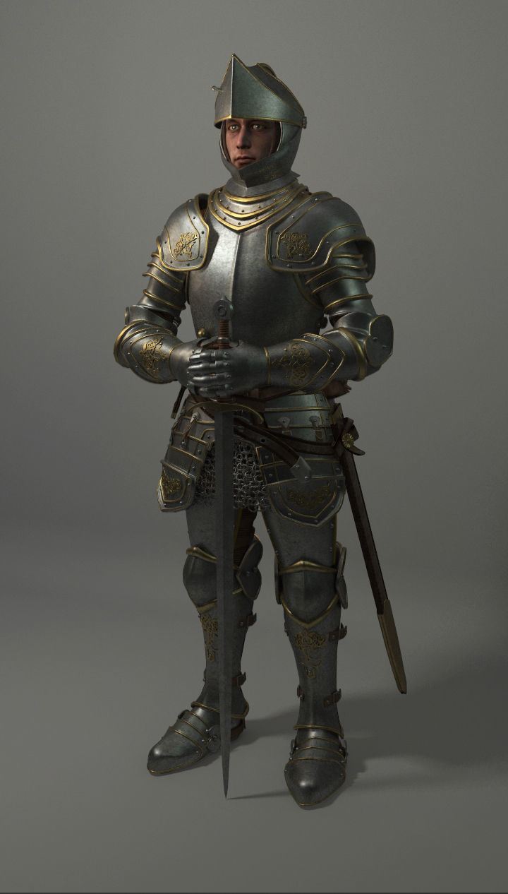 Knight in armor 3D model_2