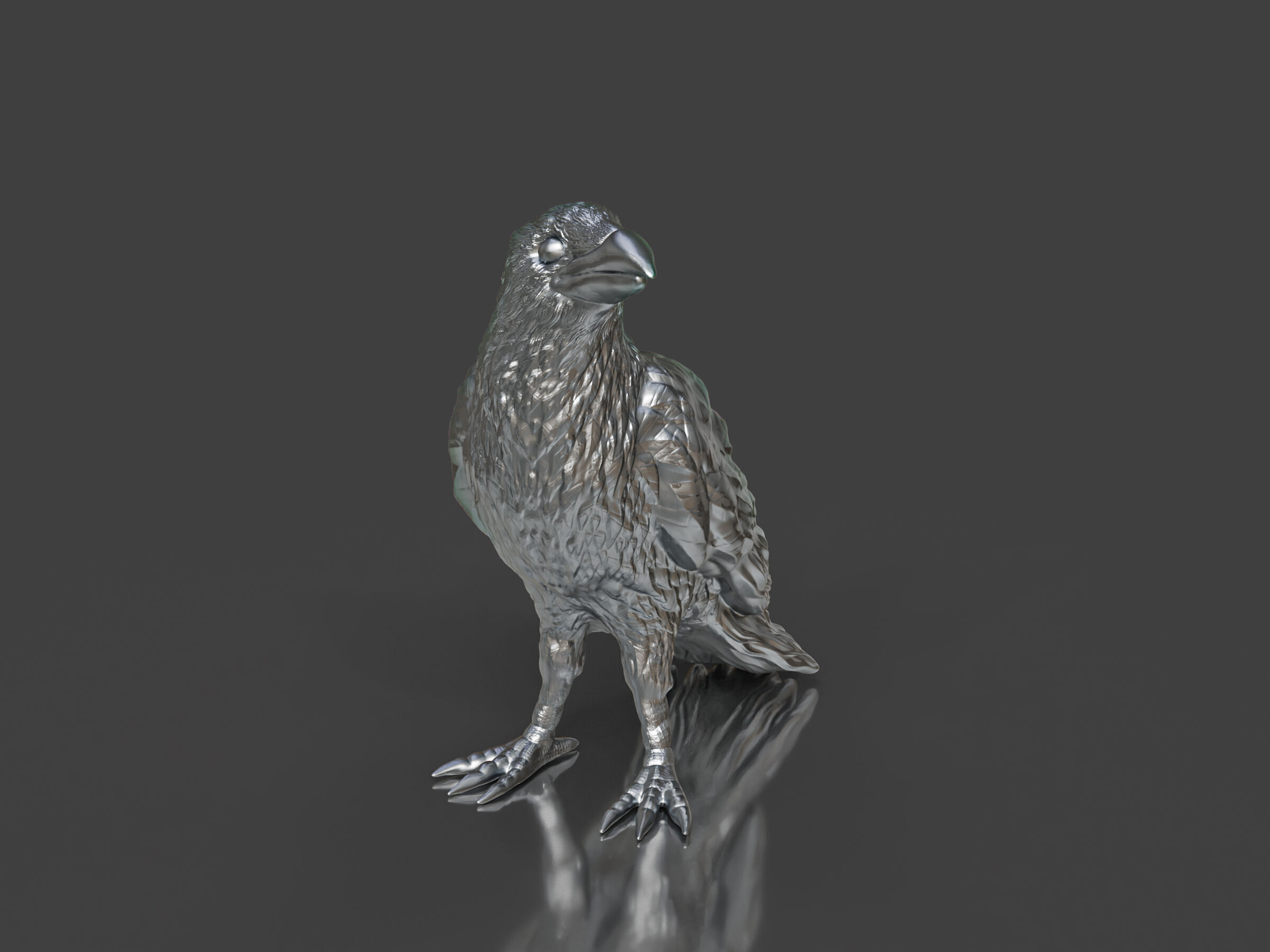 Silver Toy Crow Bird 3D print model_1