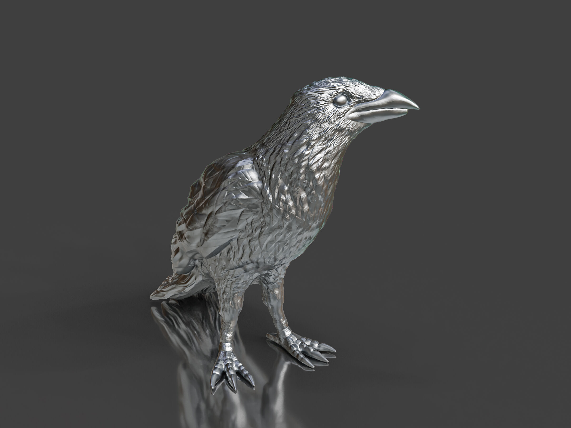 Silver Toy Crow Bird 3D print model_3