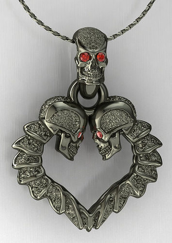 skull heart pendant 3D print model
