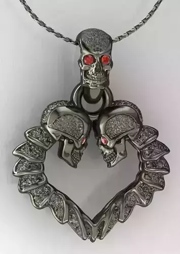 skull heart pendant