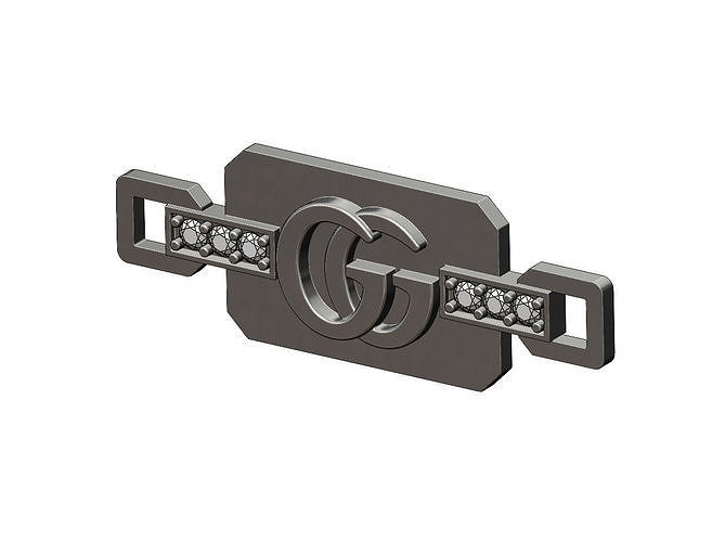 Rectangular GG diamond tag pendant and charms 3D print model