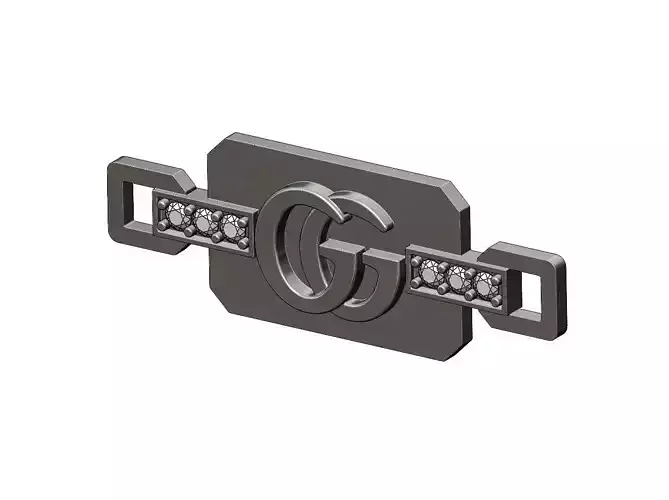 Rectangular GG diamond tag pendant and charms