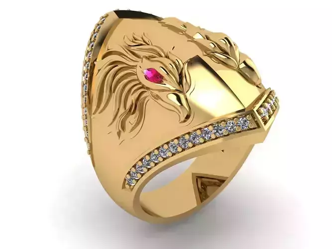 rings eagle ring in rose gold with ruby stones