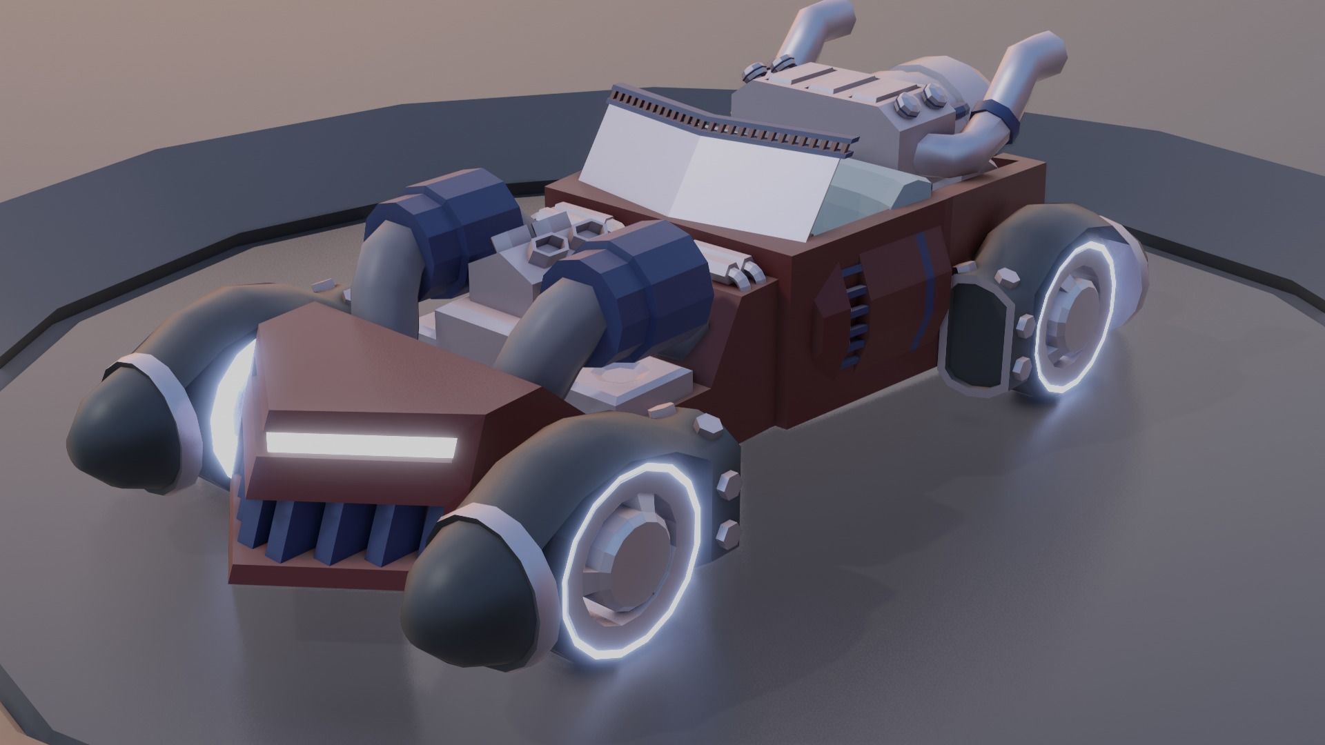customizable sci fi car  Low-poly 3D model_16