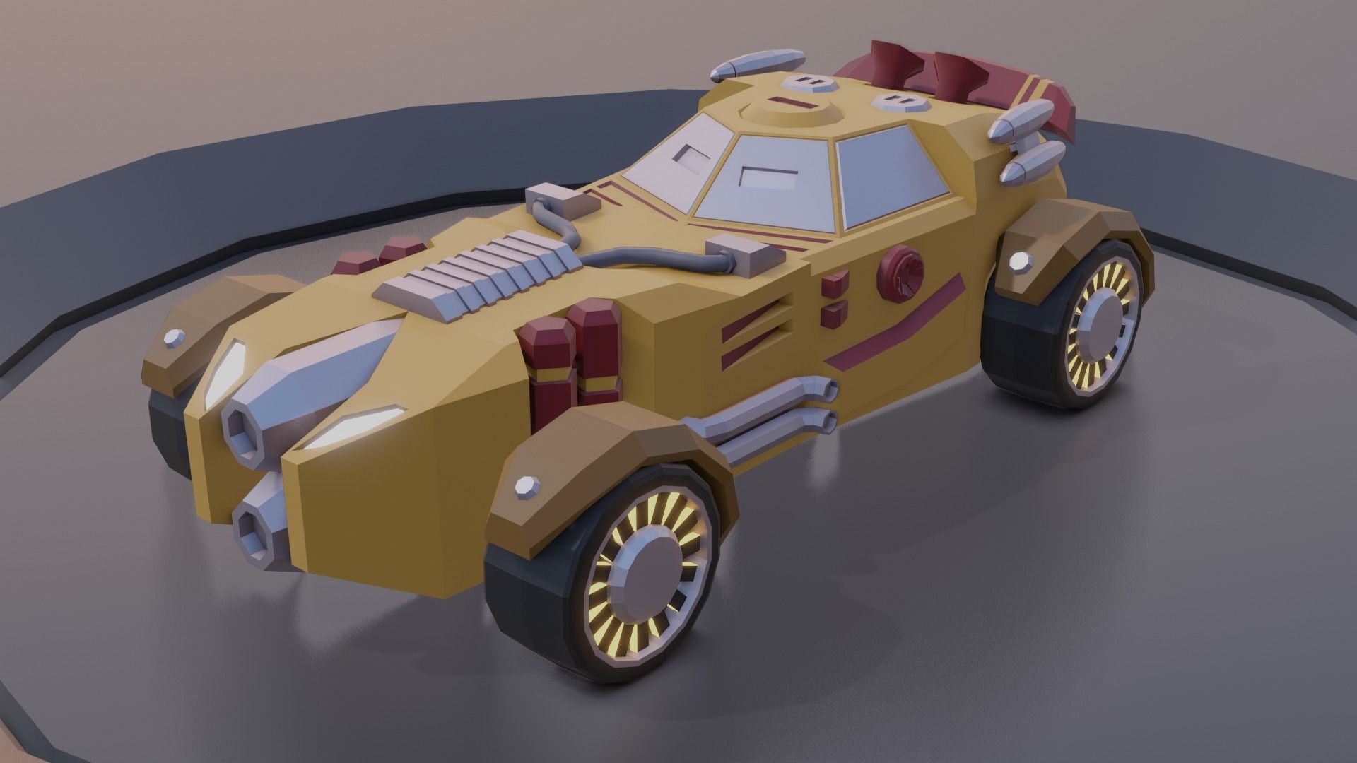 customizable sci fi car  Low-poly 3D model_24