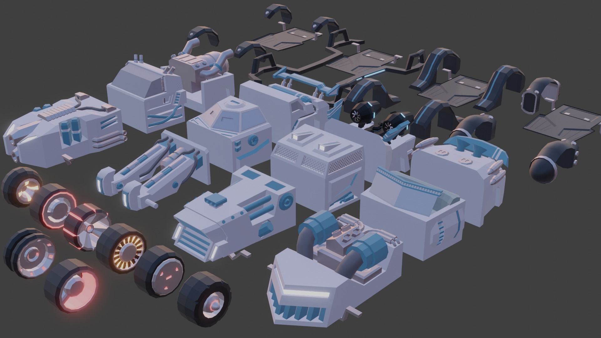 customizable sci fi car  Low-poly 3D model_2