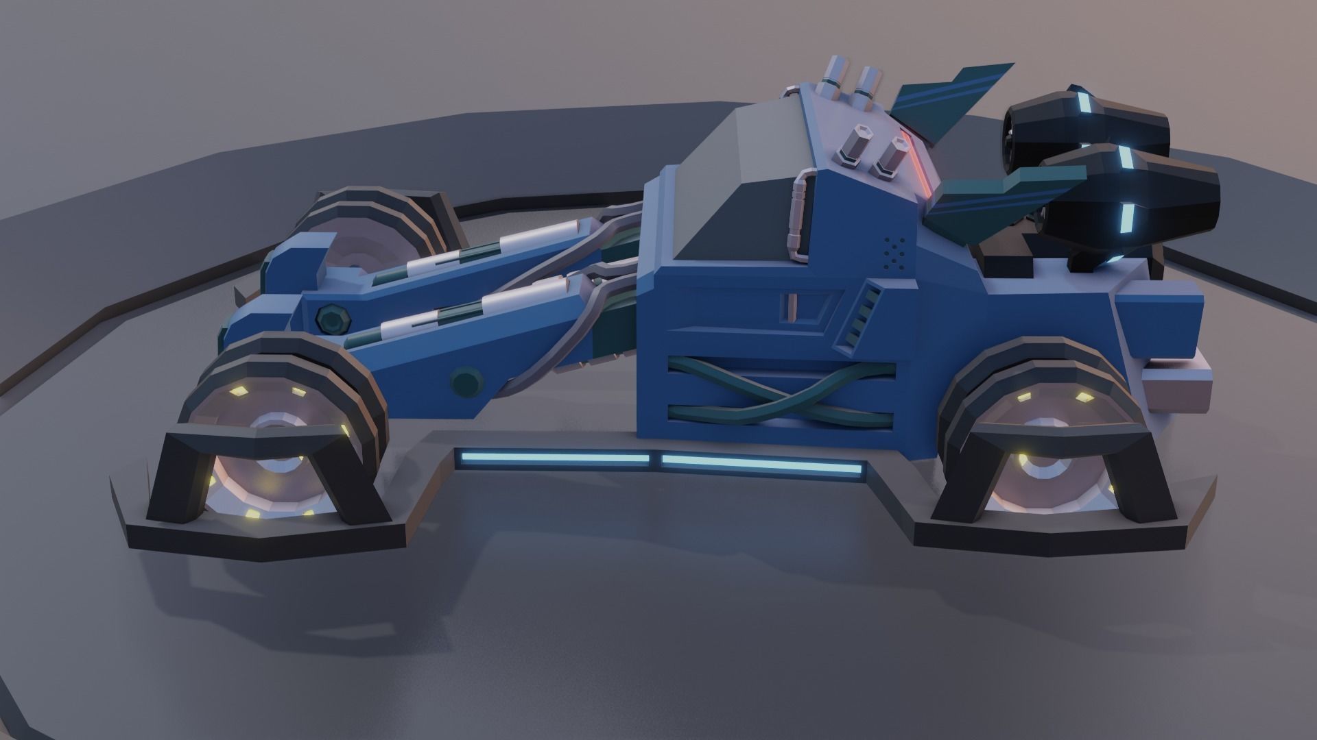 customizable sci fi car  Low-poly 3D model_11