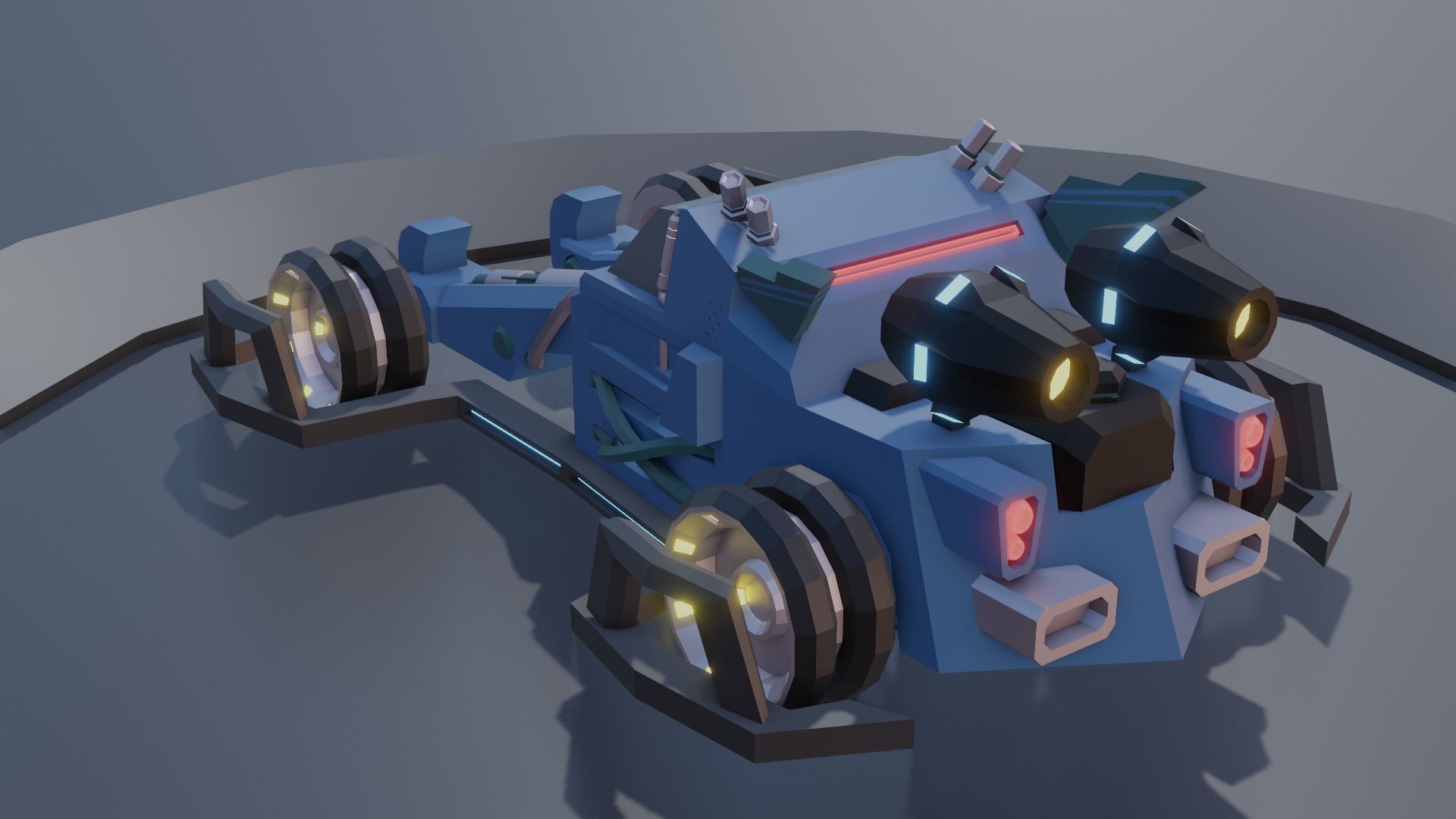 customizable sci fi car  Low-poly 3D model_12