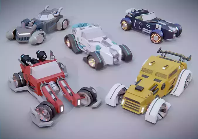 customizable sci fi car  Low-poly 3D model