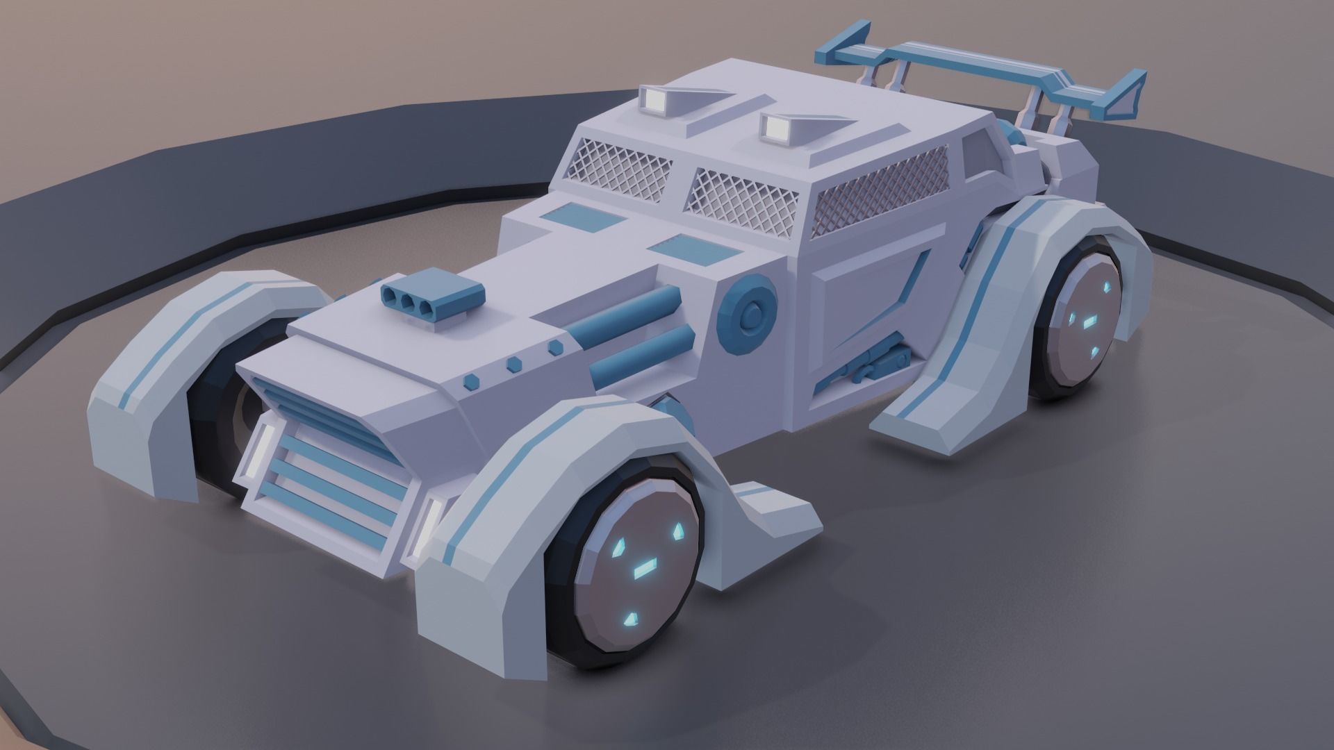 customizable sci fi car  Low-poly 3D model_4