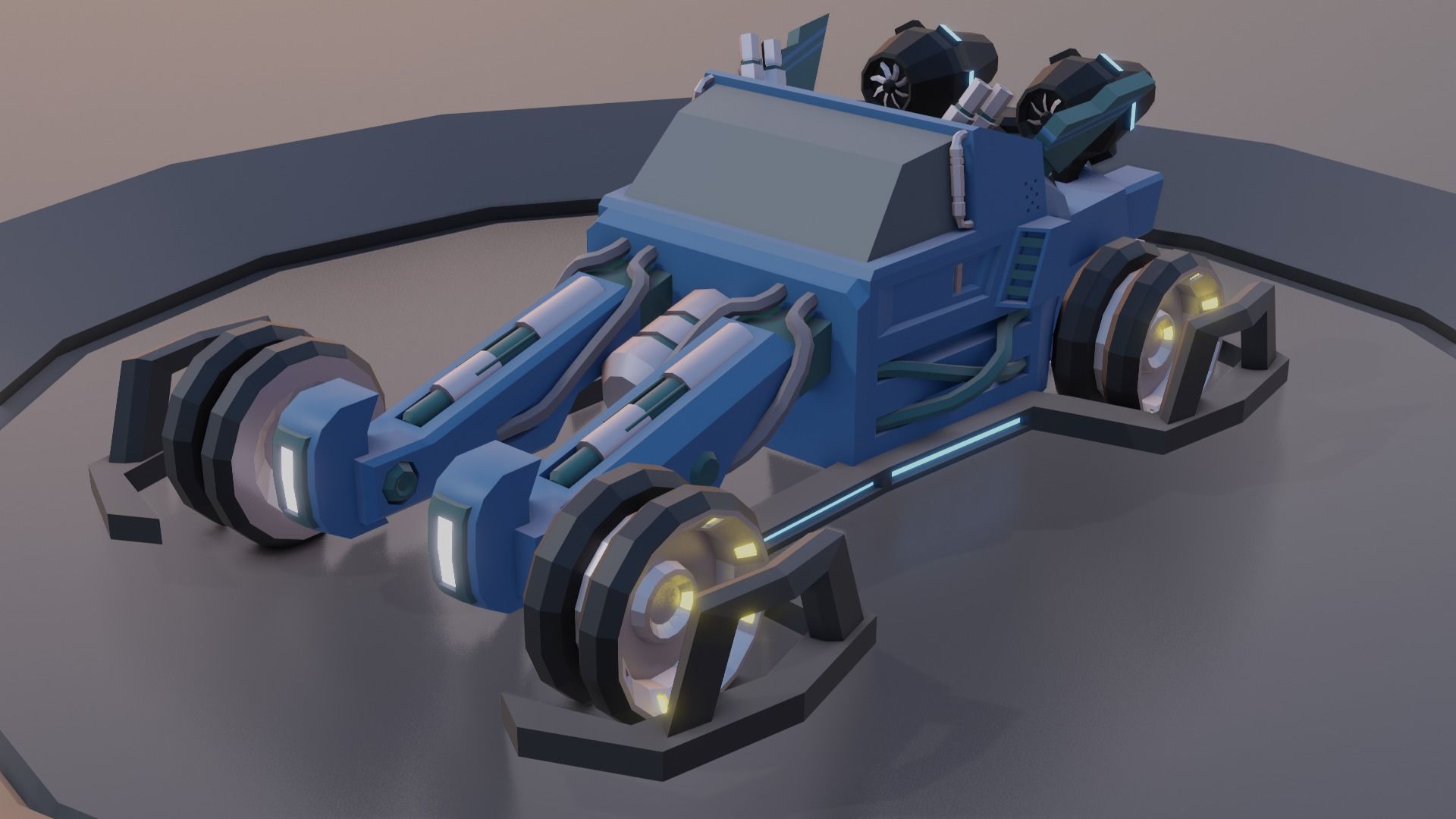 customizable sci fi car  Low-poly 3D model_10