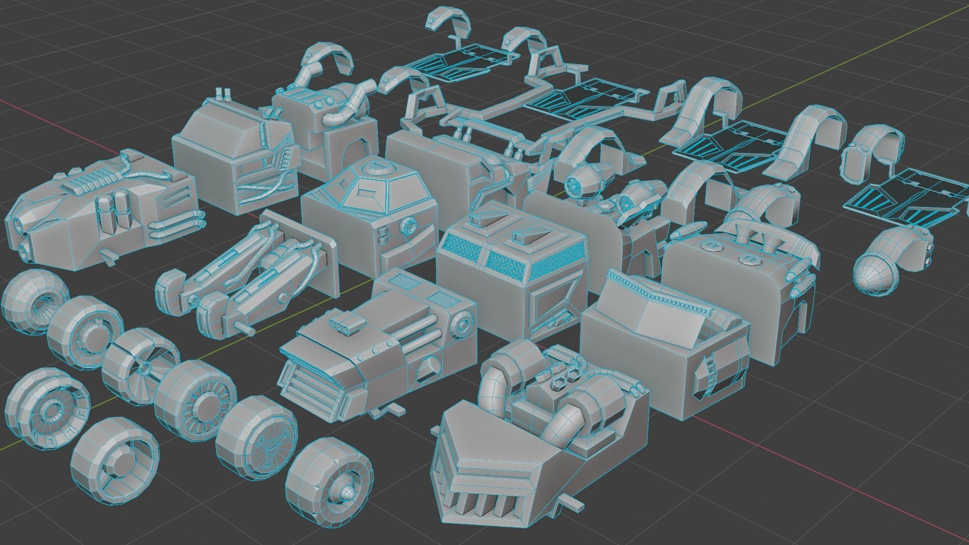customizable sci fi car  Low-poly 3D model_3