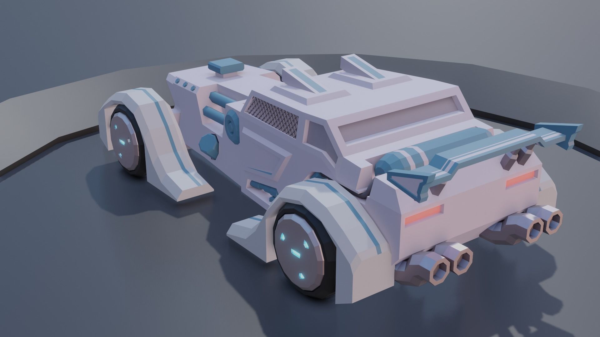 customizable sci fi car  Low-poly 3D model_6