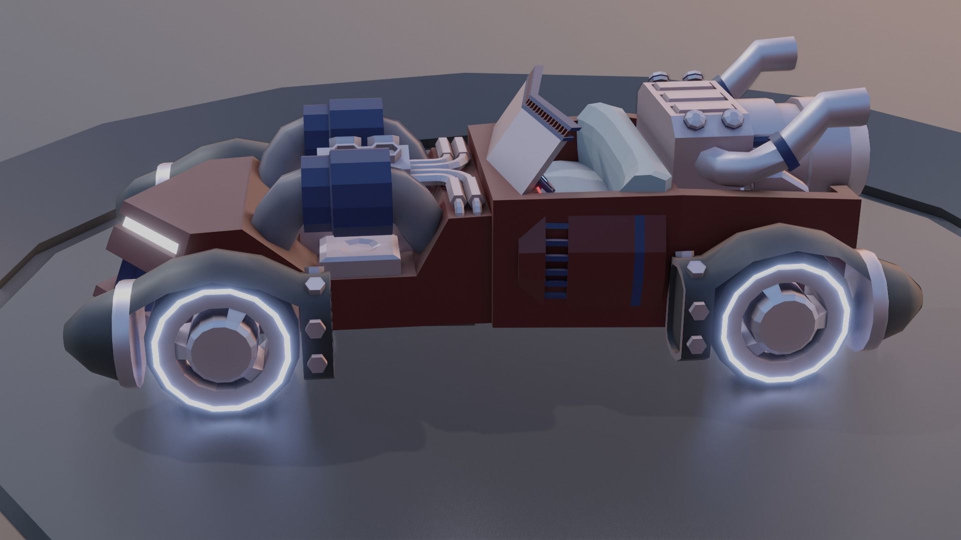 customizable sci fi car  Low-poly 3D model_17