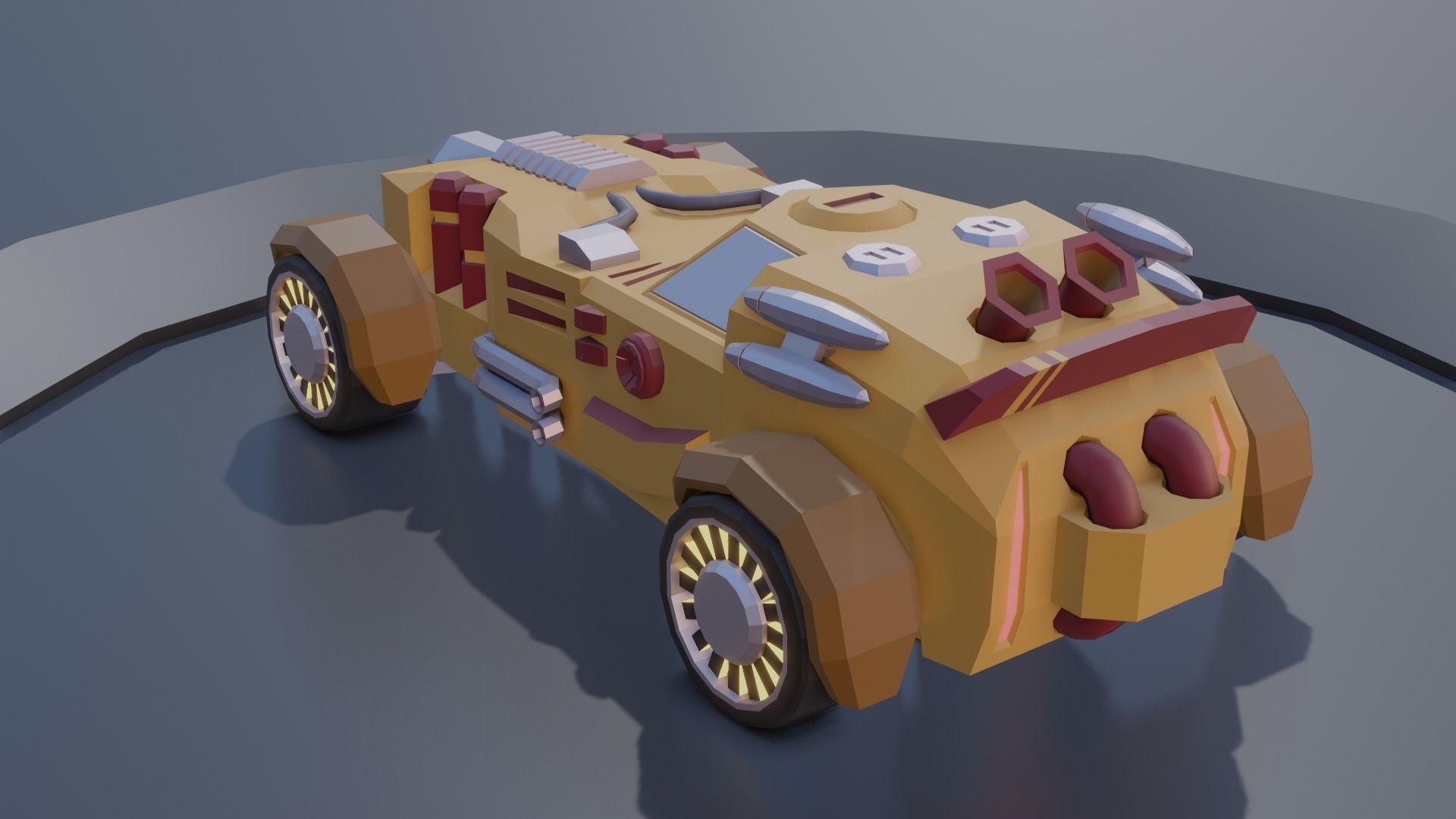 customizable sci fi car  Low-poly 3D model_23
