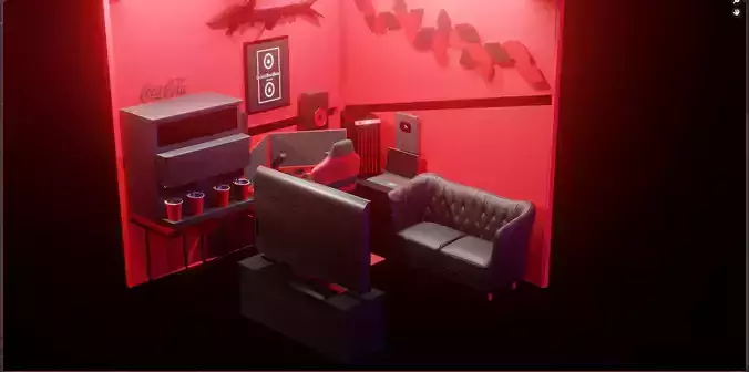 Red and Black Gaming setup 
