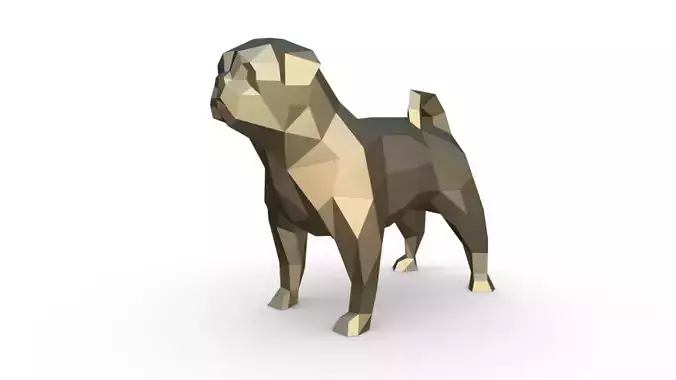 pug dog low poly
