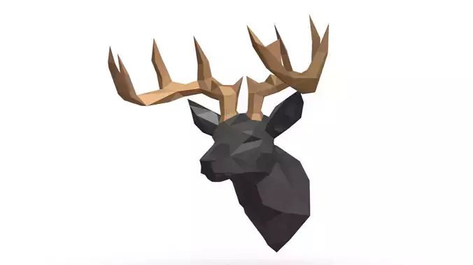 trophy deer head low poly 3D print model