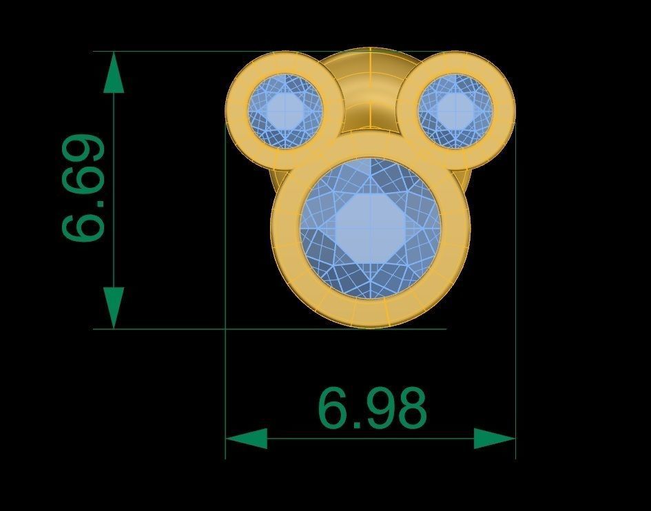 Teddy bear diamond earrings for woman 3D print model_5