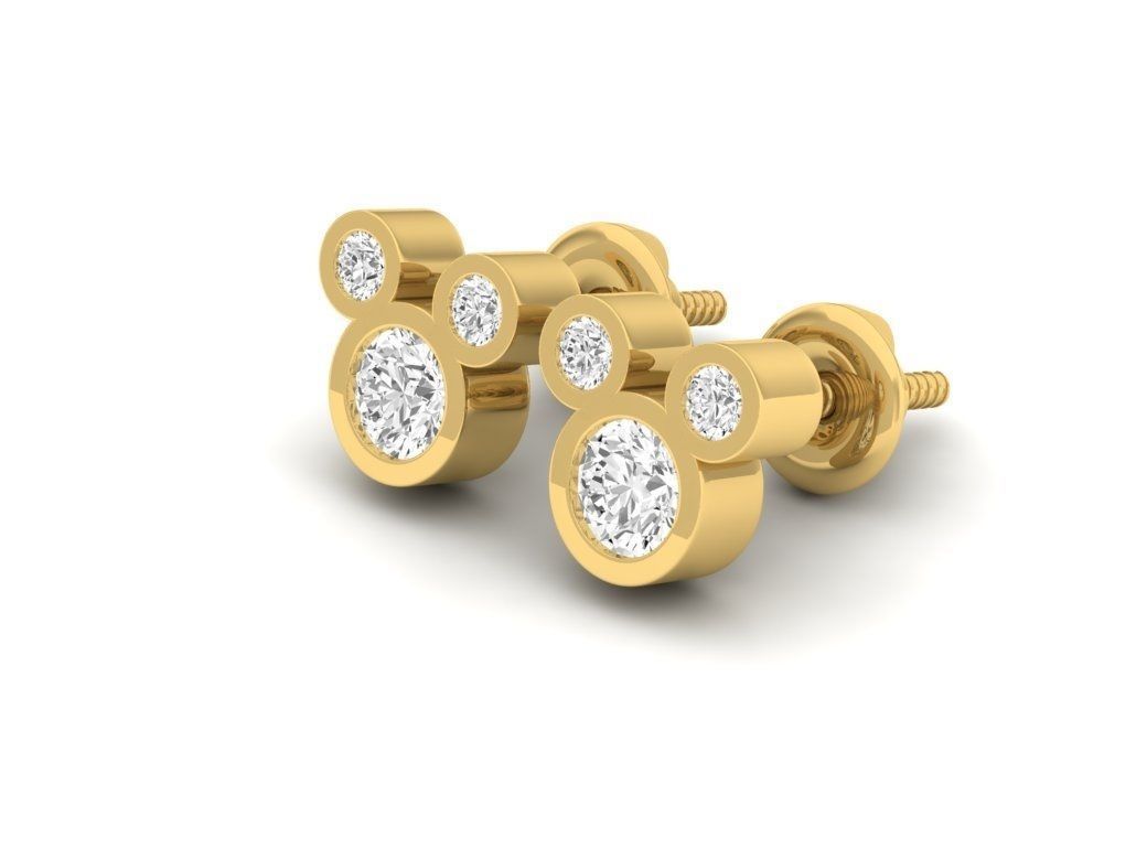 Teddy bear diamond earrings for woman 3D print model_10