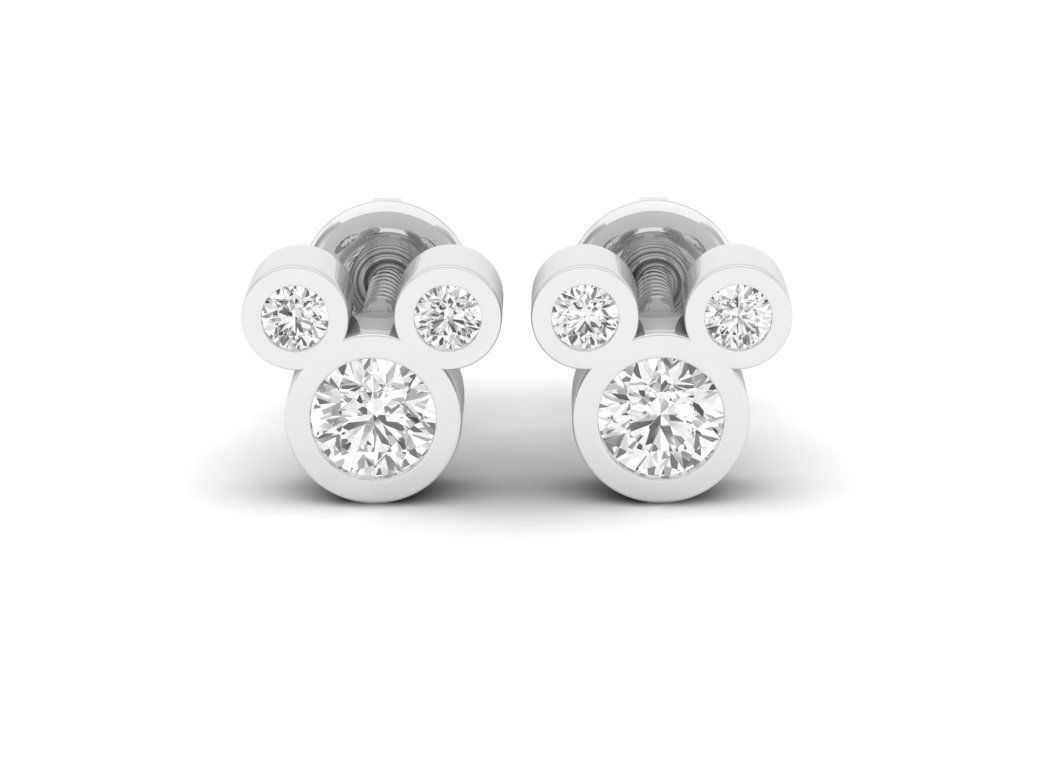 Teddy bear diamond earrings for woman 3D print model_4