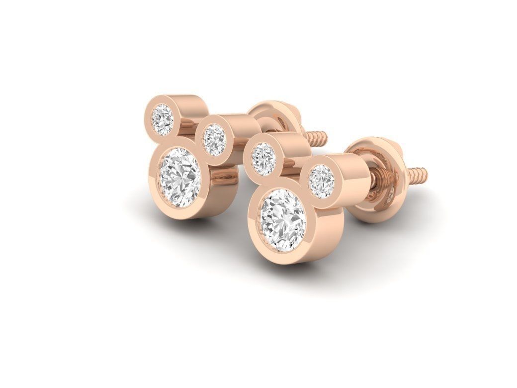 Teddy bear diamond earrings for woman 3D print model_8