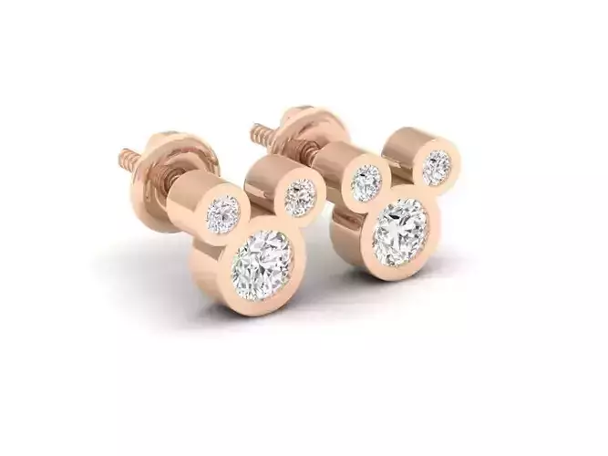 Teddy bear diamond earrings for woman 3D print model