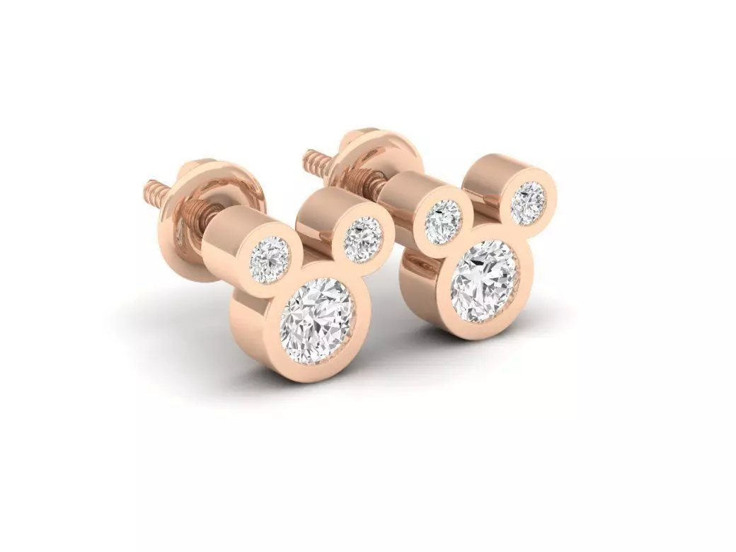 Teddy bear diamond earrings for woman 3D print model_0