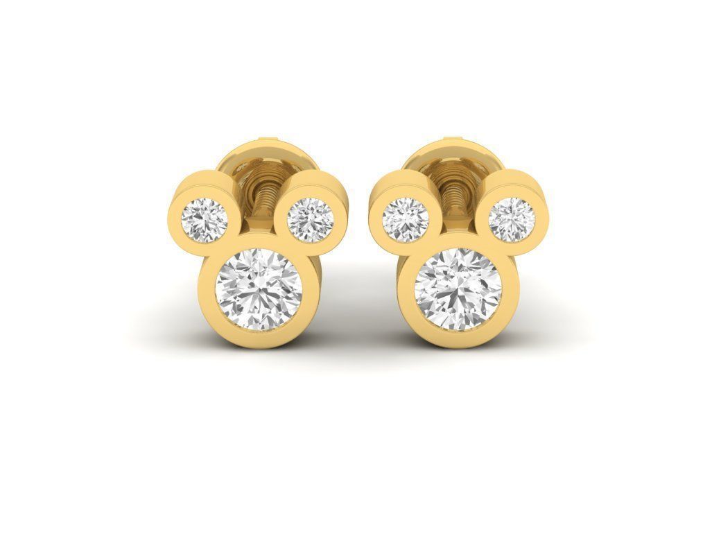 Teddy bear diamond earrings for woman 3D print model_7