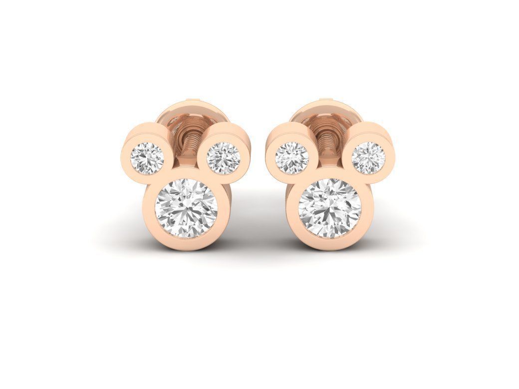 Teddy bear diamond earrings for woman 3D print model_3