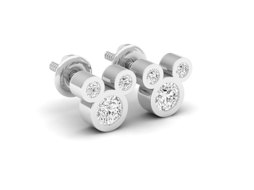 Teddy bear diamond earrings for woman 3D print model_2