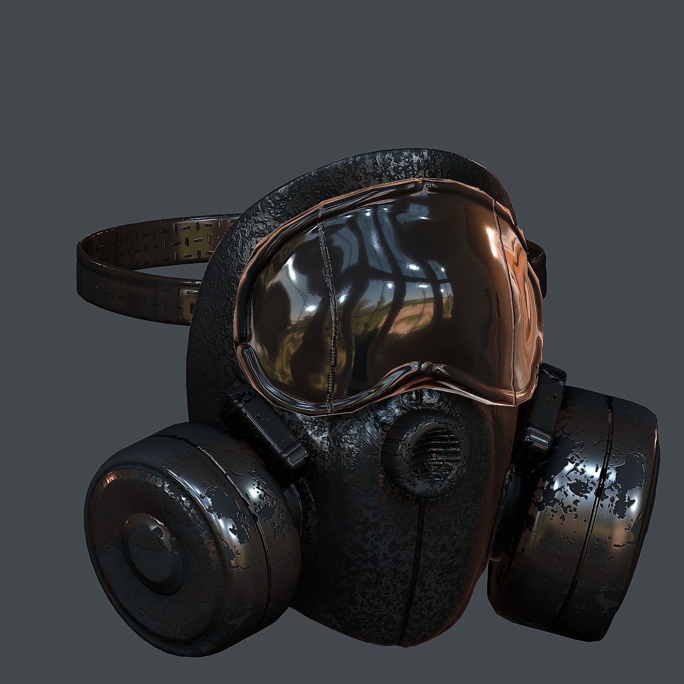 Gas mask helmet 3d model scifi Low-poly Low-poly 3D model Low-poly 3D model_3