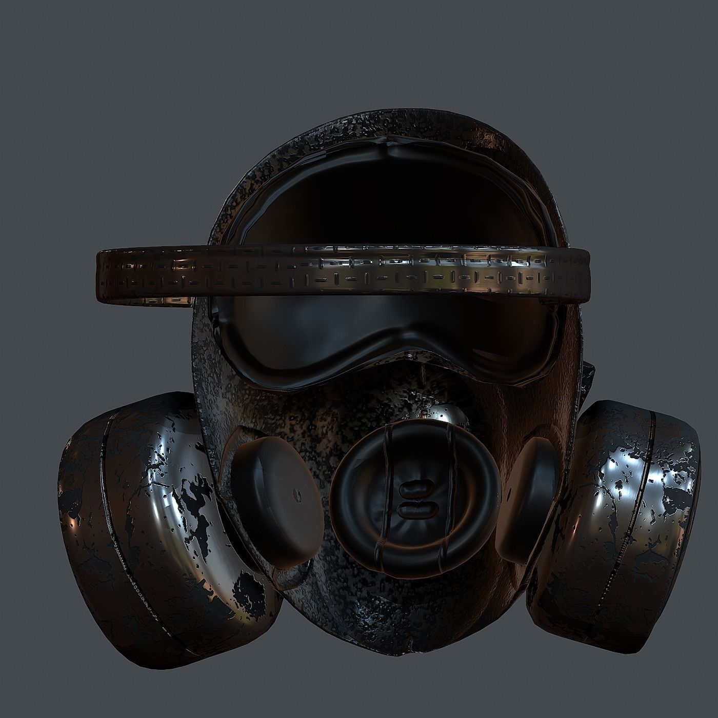 Gas mask helmet 3d model scifi Low-poly Low-poly 3D model Low-poly 3D model_5