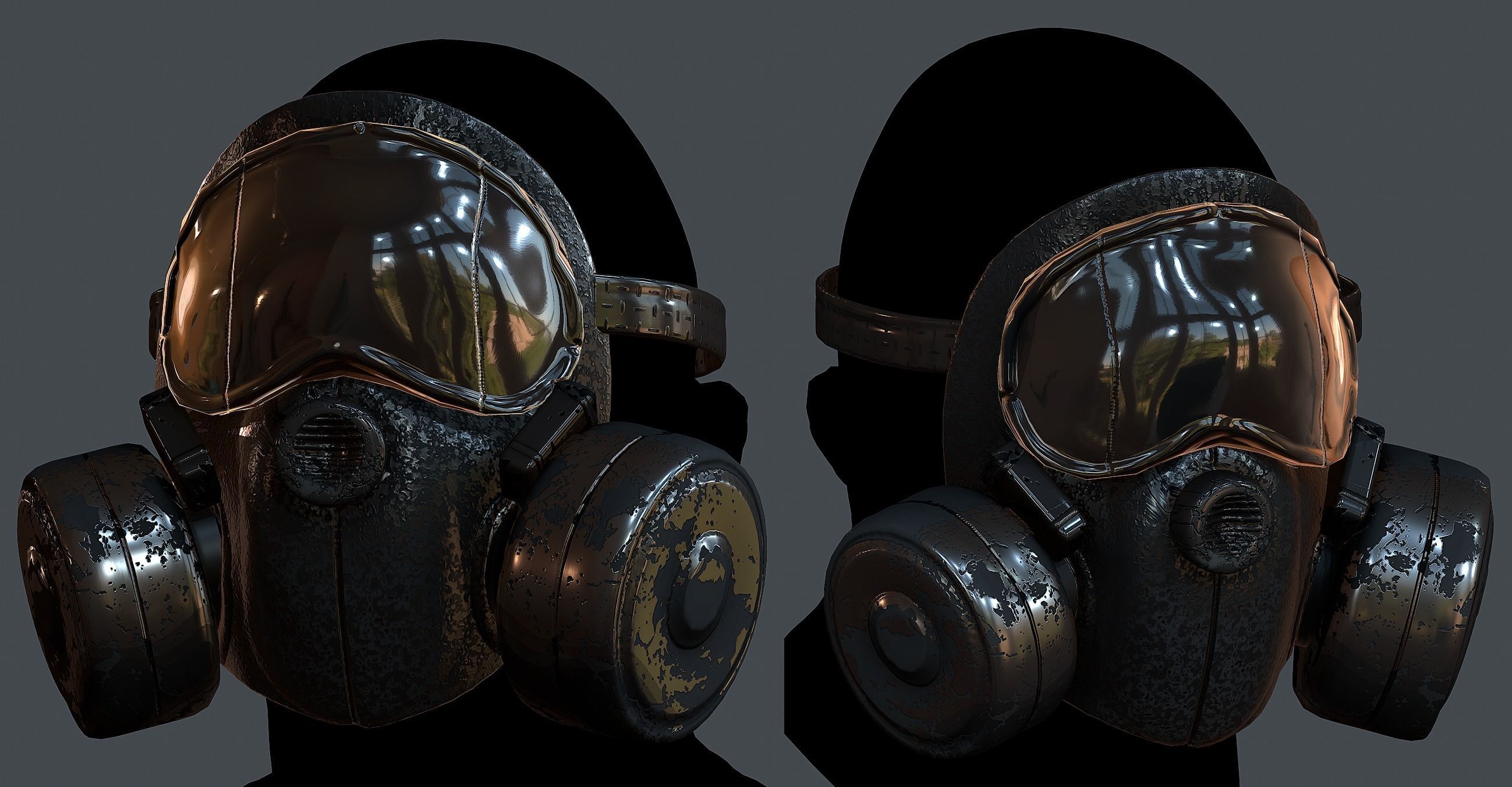 Gas mask helmet 3d model scifi Low-poly Low-poly 3D model Low-poly 3D model_2