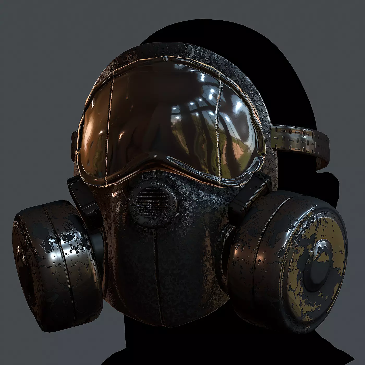 Gas mask helmet 3d model scifi Low-poly Low-poly 3D model Low-poly 3D model_0