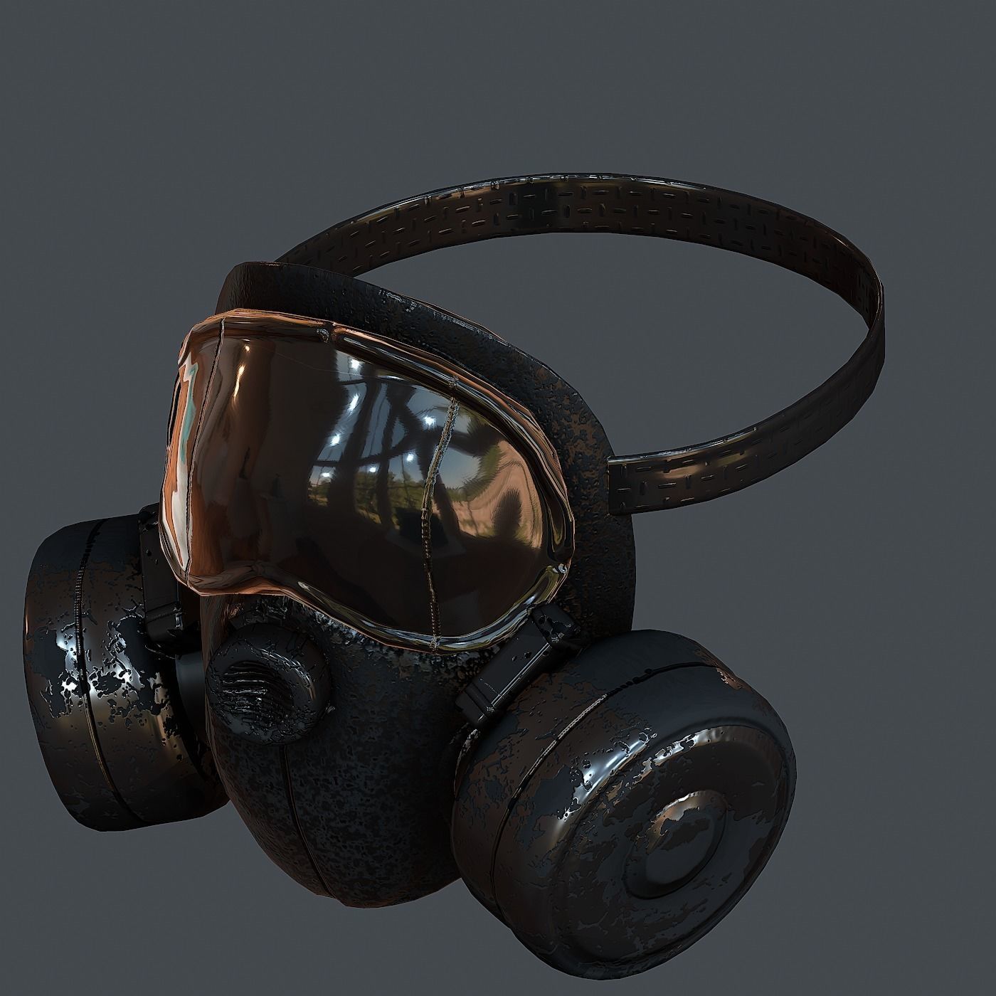 Gas mask helmet 3d model scifi Low-poly Low-poly 3D model Low-poly 3D model_10