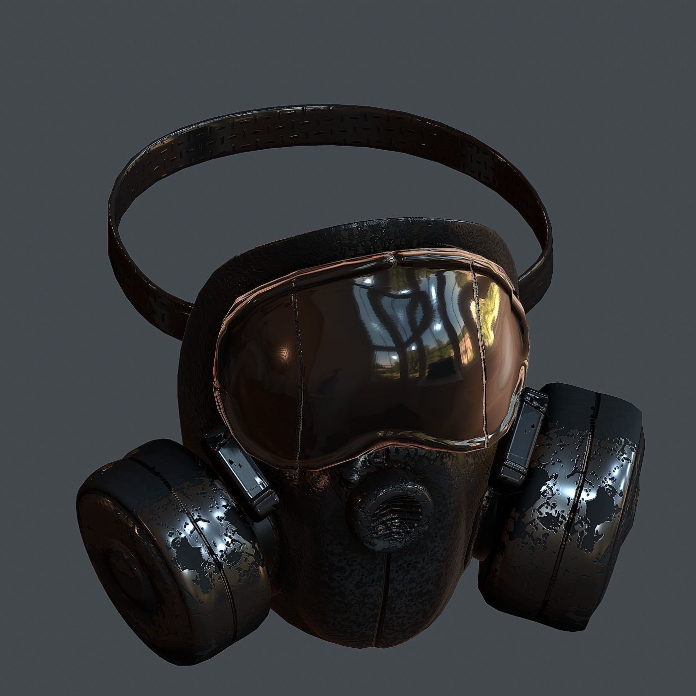 Gas mask helmet 3d model scifi Low-poly Low-poly 3D model Low-poly 3D model_11
