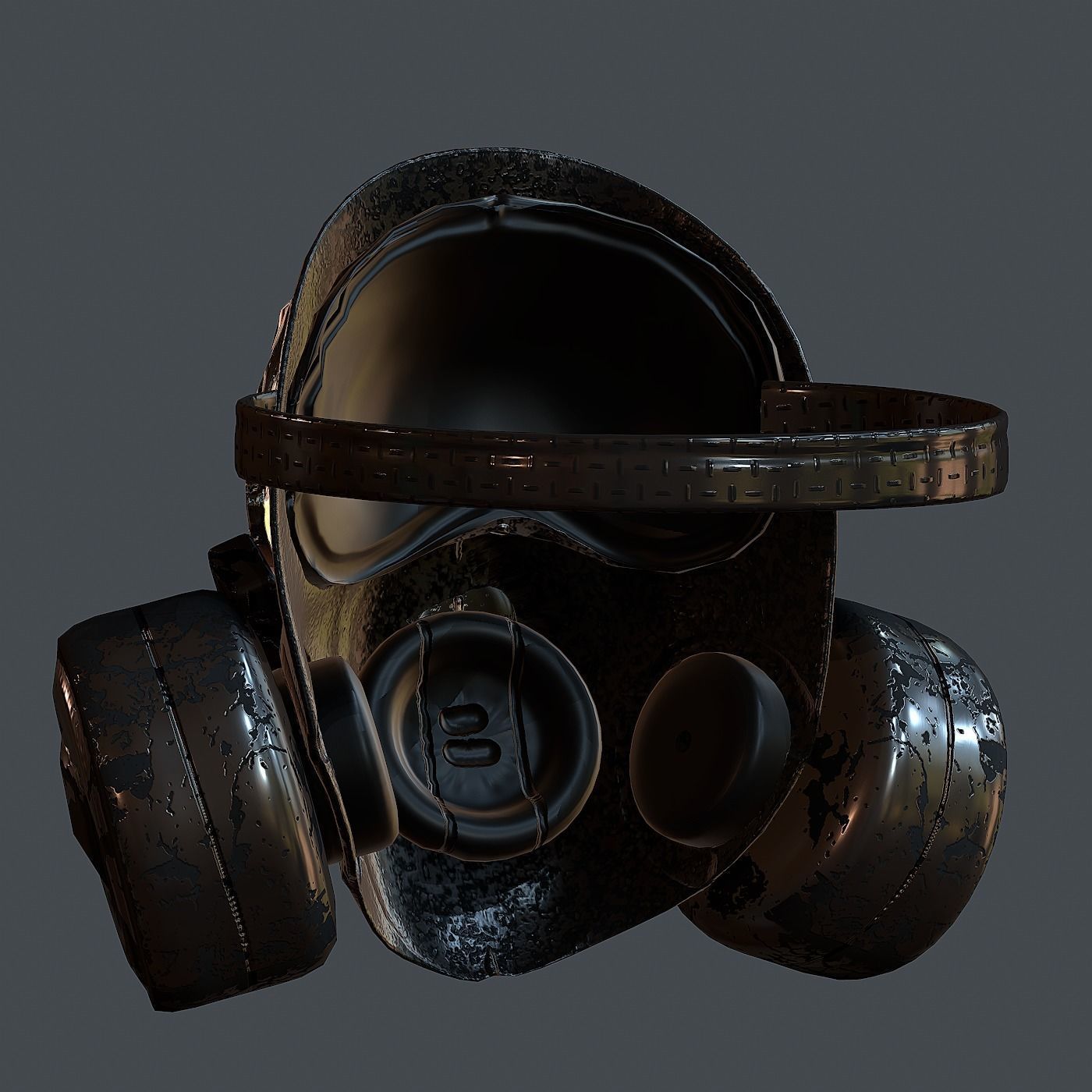 Gas mask helmet 3d model scifi Low-poly Low-poly 3D model Low-poly 3D model_6