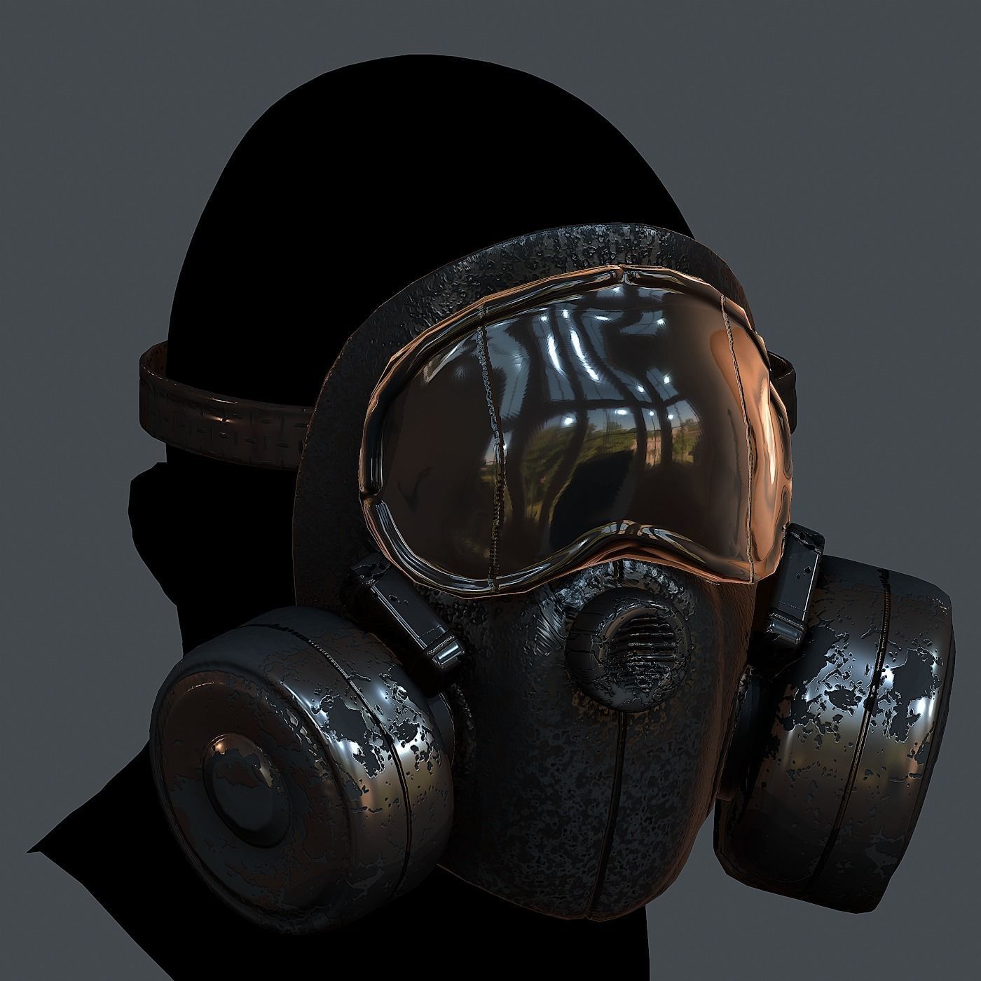 Gas mask helmet 3d model scifi Low-poly Low-poly 3D model Low-poly 3D model_1