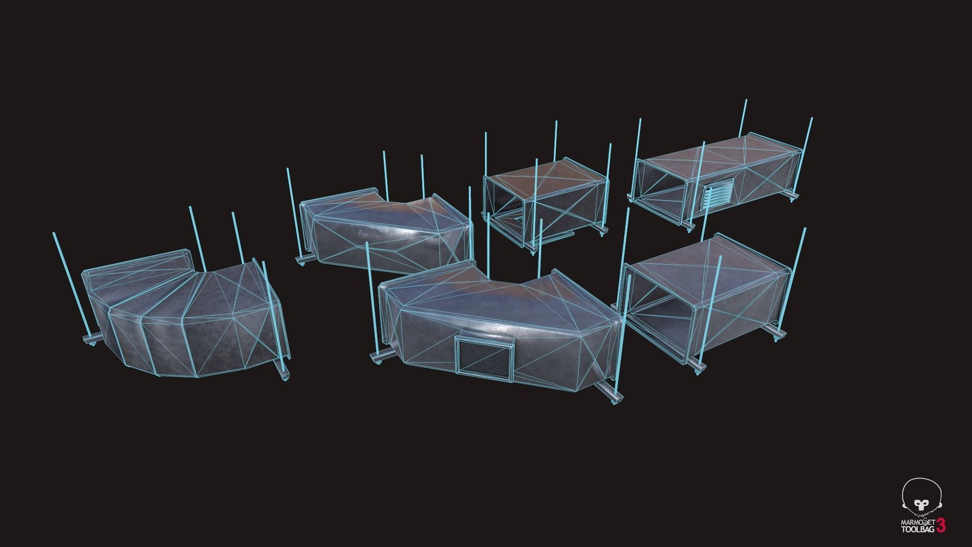 Air Conditioning Ducting  Low-poly 3D model Low-poly 3D model_3