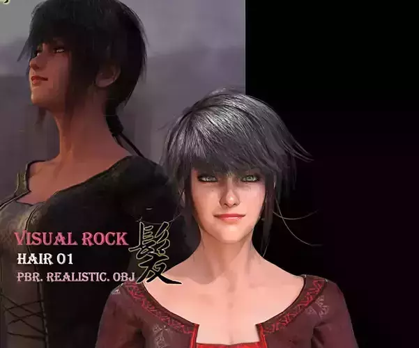 Visual Rock - Hairstyle01 Low-poly 3D model