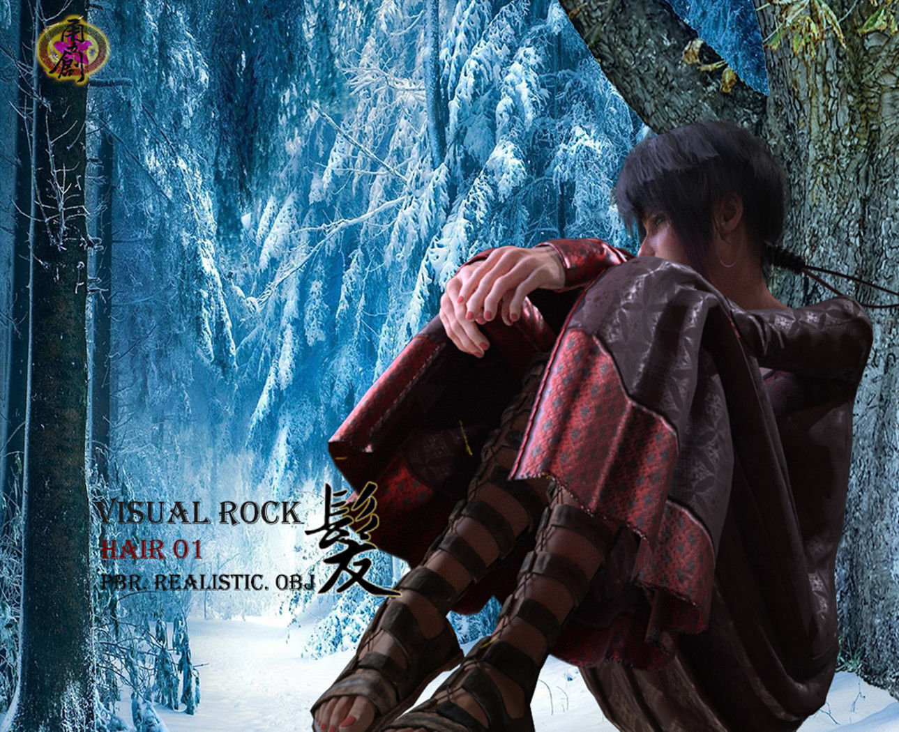 Visual Rock - Hairstyle01 Low-poly 3D model_7